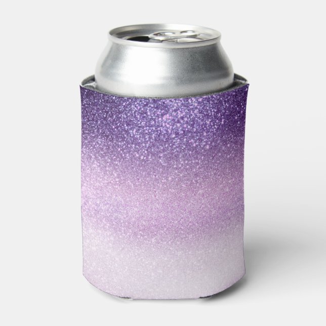 Violet Lilac Pastel Purple Triple Glitter Ombre Can Cooler (Can Front)