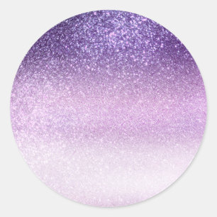 Violet Lilac Pastel Purple Triple Glitter Ombre Classic Round Sticker