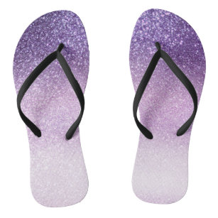 Violet Lilac Pastel Purple Triple Glitter Ombre Flip Flops