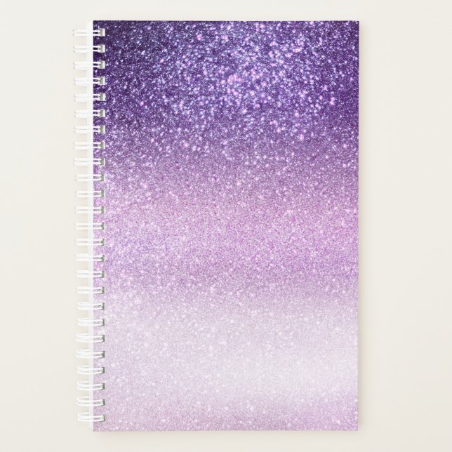 Violet Lilac Pastel Purple Triple Glitter Ombre Planner (Front)