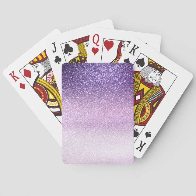 Violet Lilac Pastel Purple Triple Glitter Ombre Playing Cards (Back)