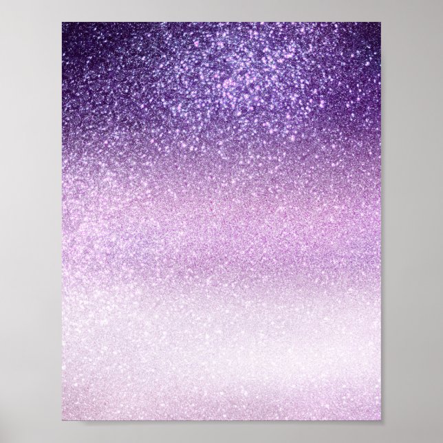 Violet Lilac Pastel Purple Triple Glitter Ombre Poster (Front)