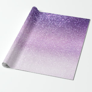 Violet Lilac Pastel Purple Triple Glitter Ombre Wrapping Paper