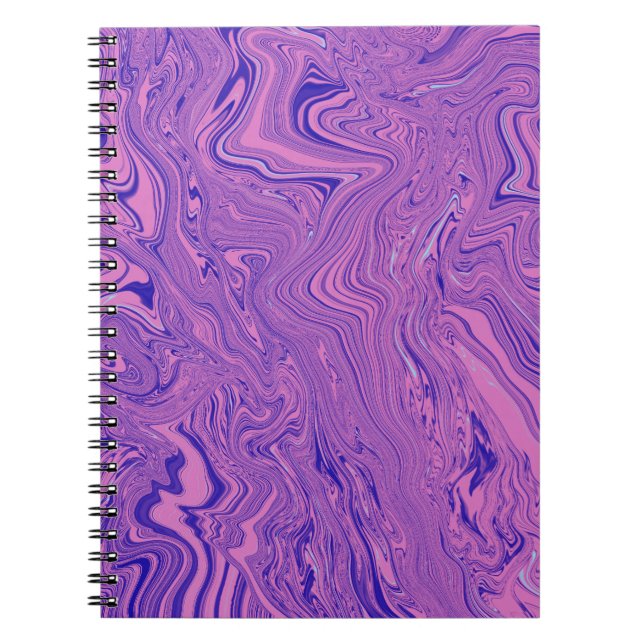 Violet Liquid Marble Abstract Pattern Notebook (Front)