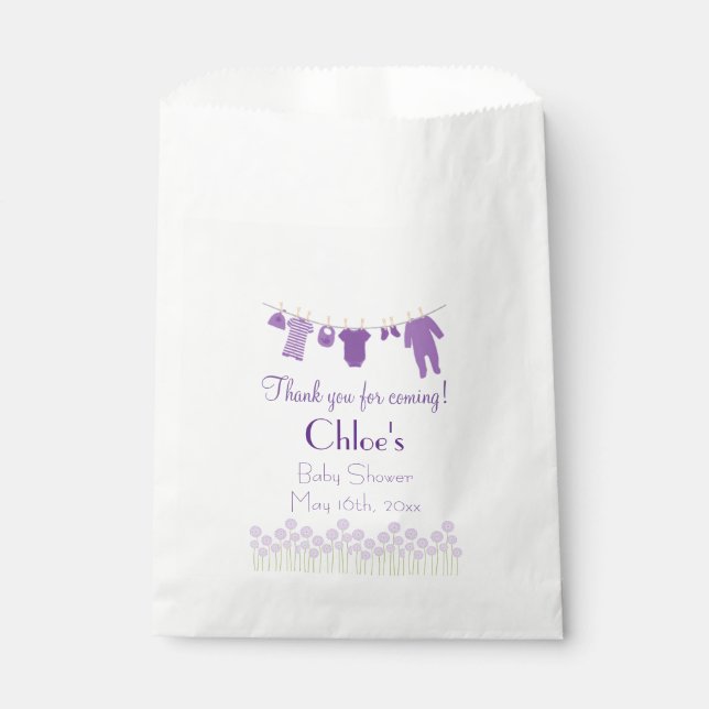 Violet Little Clothes Baby Shower Favour Bags (Front)