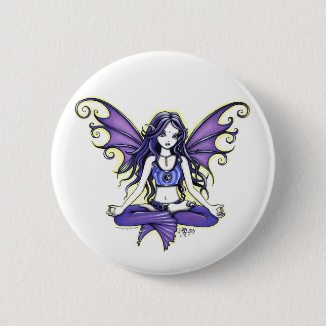 "Violet Lotus" Yoga Chic Pinback Button (Front)