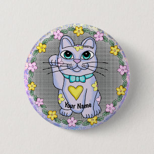 Violet Lucky Cat pin