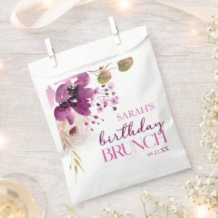 Violet Magenta Purple Floral Birthday Party Brunch Favour Bags