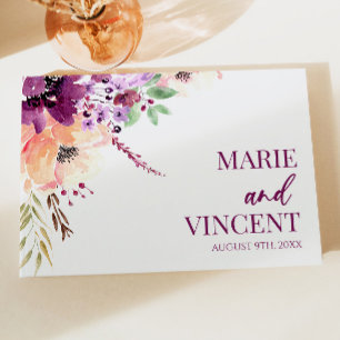 Violet Magenta Purple Floral Flower Wedding Guest Book