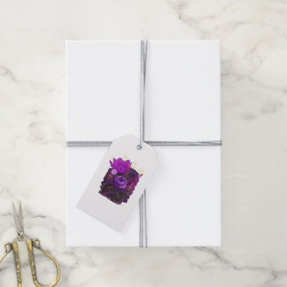 Violet Magical Floral Bouquet in Golden Frame Gift Tags