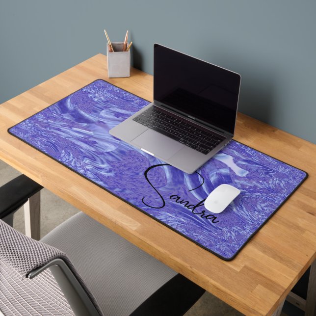 Violet Marble Abstract Personalised Desk Mat (Office 2)