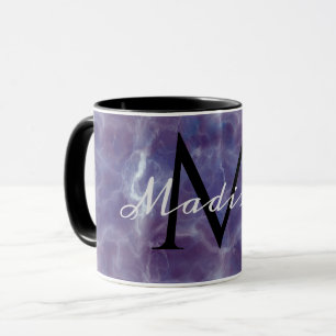 Violet Marble Custom Name Monogram Mug