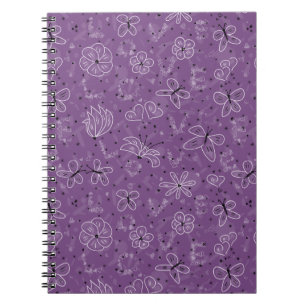 Violet Mauve Butterfly LOVE - seamless pattern. Notebook
