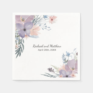 Violet Meadow Floral Wildflowers Wedding Napkin