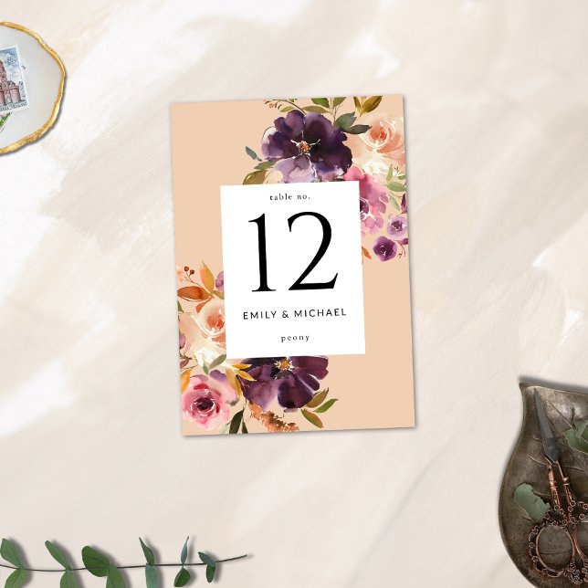 Violet Meadows Modern Fall Floral Table Number (Creator Uploaded)