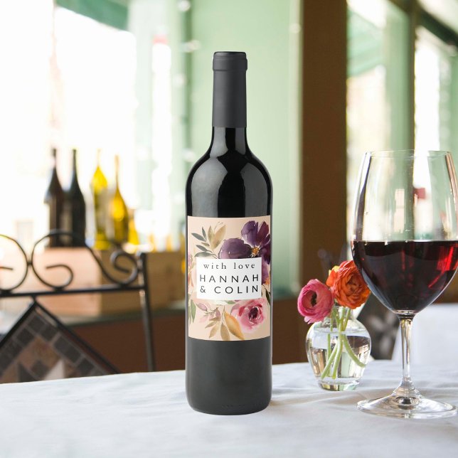 Violet Meadows Modern Fall Floral Wine Label (Creator Uploaded)