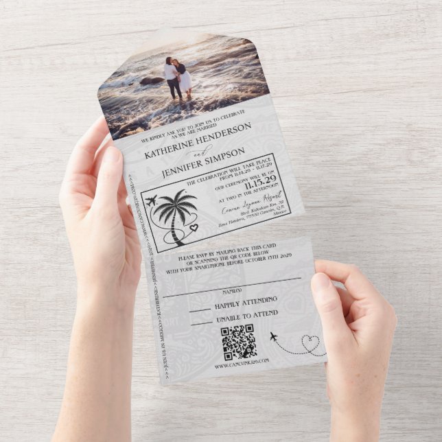 Violet Mexico Passport Wedding All In One Invitation (Tearaway)