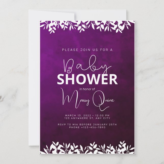 Violet Minimalist Baby Shower Invitation (Front)
