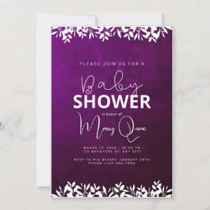 Violet Minimalist Baby Shower Invitation