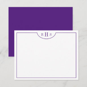 Violet Minimalist Three Monogram One Border Card