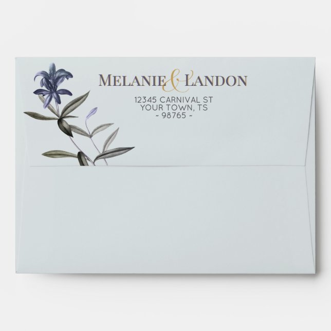 Violet & Mint Hydrangea Wedding Invite Envelope (Back (Top Flap))