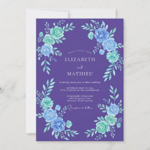 Violet Mint Painted Wedding Invitation