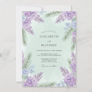 Violet Mint Wisteria Wedding Invitation