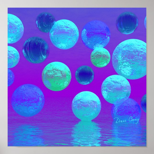 Violet Mist - Cyan and Purple Abstract Light Poster (Front)