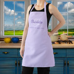 Violet monogram name business  apron<br><div class="desc">Violet,  lavender coloured background. Personalise and add your first name,  monogram initials and full name.  Use your back space key to delete if you want the apron without your full name.</div>