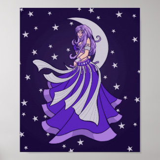 Violet Moon Goddess Belly Dancer Purple Art MoonCh Poster
