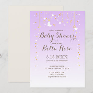Violet Moon Star Girl Baby Shower Invite