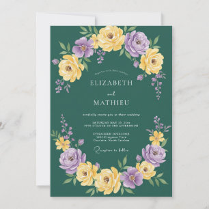 Violet Mustard Painted Wedding Invitation