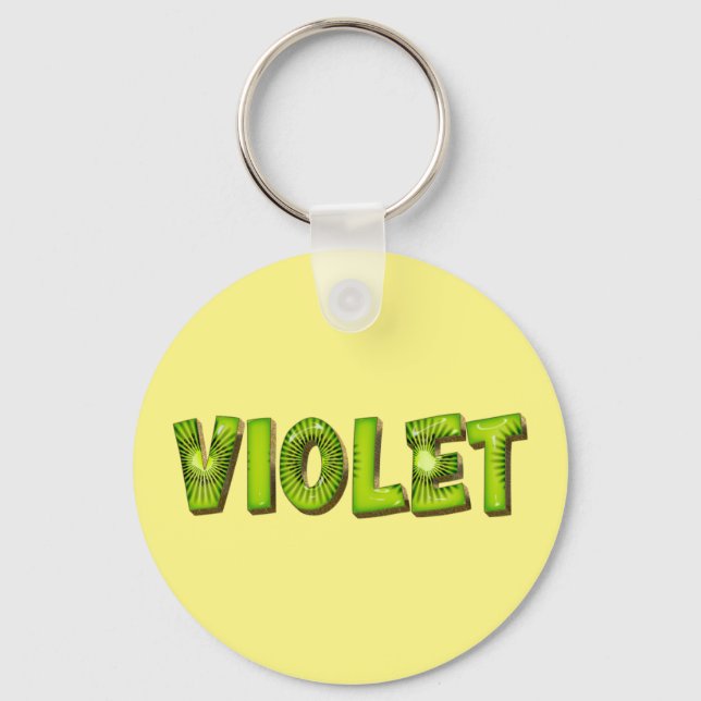 Violet Name Kiwi Design Key Fans Ring (Front)