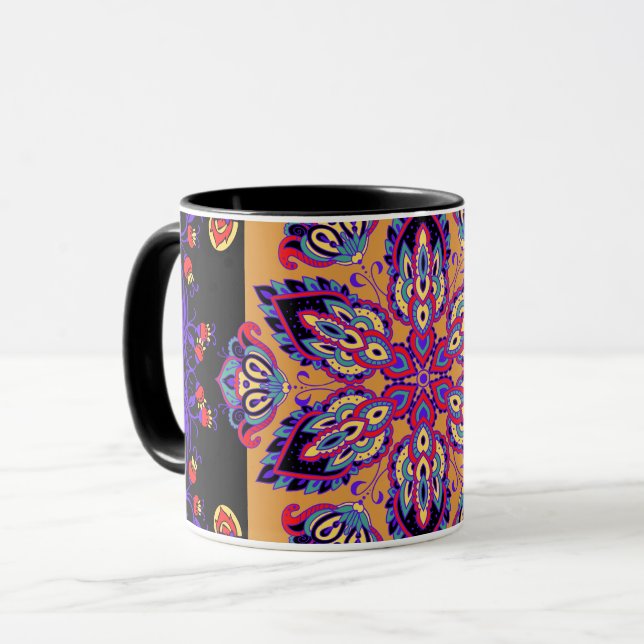 Violet Nature, Purple and Black Graphic Artwork Mug (Front Left)