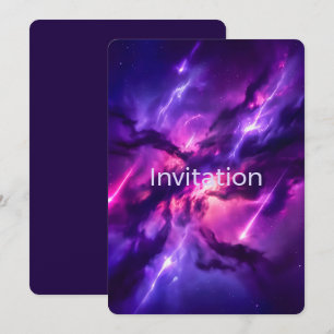 Violet Neon Cosmic Void Invitation