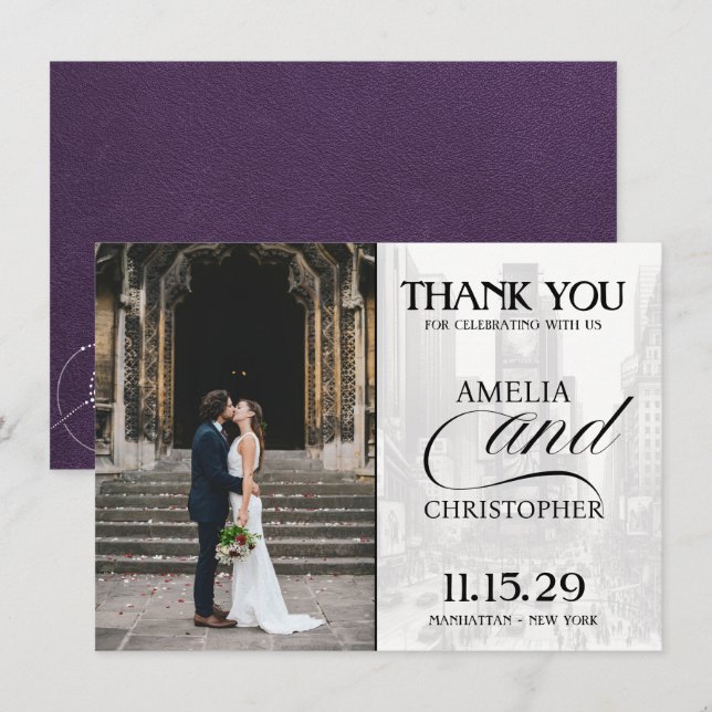 Violet New York City Passport Thank You Card (Front/Back)