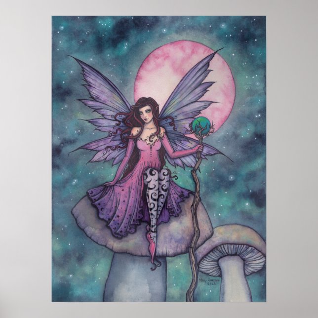 Violet Night Fairy Art by Molly Harrison Poster (Front)