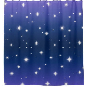 Violet Night Gradient with Twinkling Stars pattern Shower Curtain