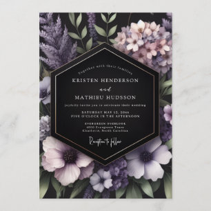 Violet Nocturnal Bloom Wedding Invitation
