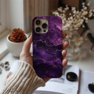 Violet Obscura Luxury Deep Purple Marble Gold iPhone 16 Case