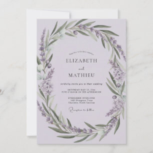 Violet Olive Branch Eucalyptus Wedding Invitation