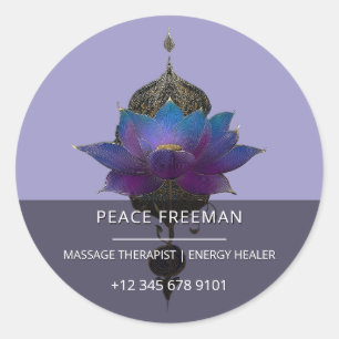 VIOLET ORACLE MYSTICAL LOTUS EMBLEM CLASSIC ROUND STICKER