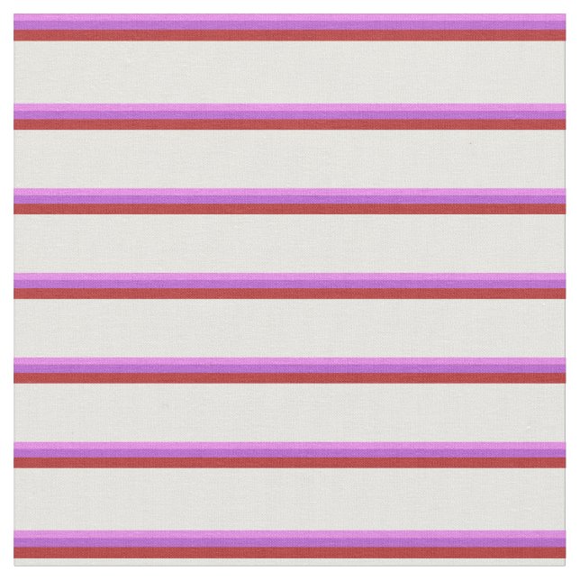 Violet, Orchid, Red, and Mint Cream Lines Fabric (Close Up)