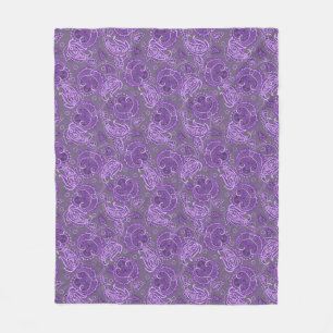 Violet paisley damask floral orientated ethnic fleece blanket