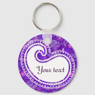 Violet paisley key ring