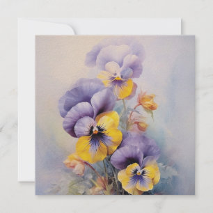 Violet Pansy Thinking of You Watercolor Style Card