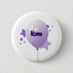Violet Party Balloon Name Button