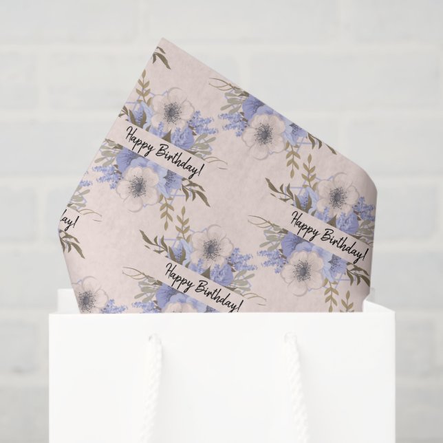  Violet & Pastel Roses Custom  Tissue Paper (Gift Bag)