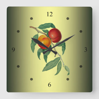 Violet Peach ~ Giorgio Gallesio ~ Botanical Fruit Square Wall Clock