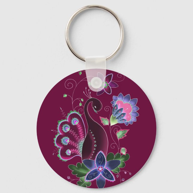 Violet Peacock Key Chain (Front)